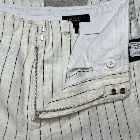 Rag and Bone - White Stripe Dylan Cropped Linen Pants - Size 2 - Picture 10 of 10